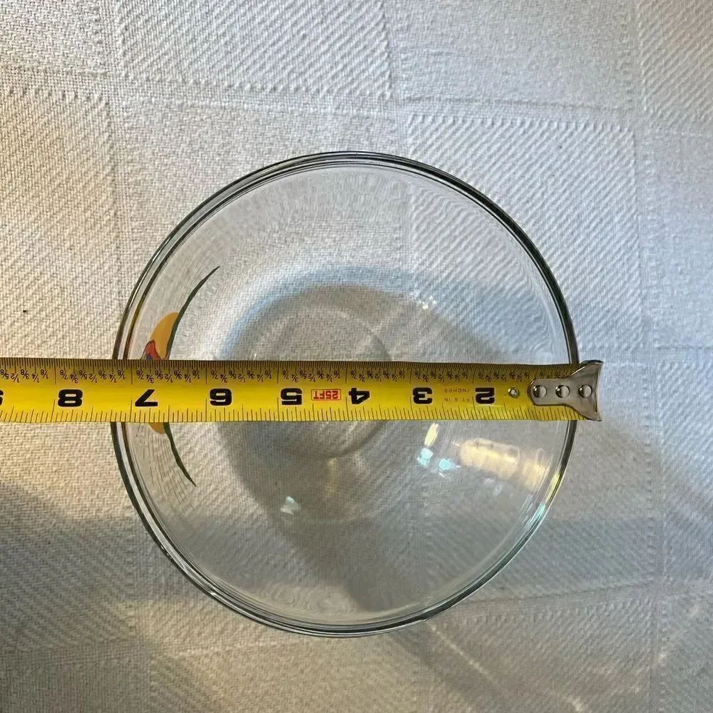 Vintage Anchor Hocking Rooster Sunshine Mixing Bowl Clear Glass 2.5 Qt TV Prop.